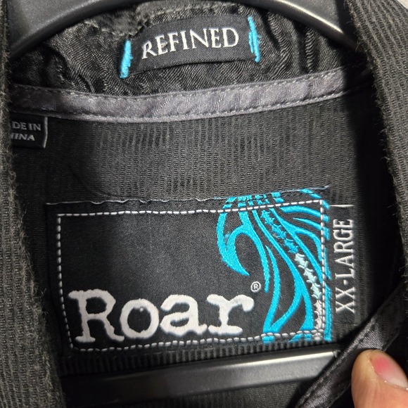 Roar Shirt Mens 2XL XXL Black Embroidered‎ Y2K designer slim fit long sleeve - Picture 4 of 12